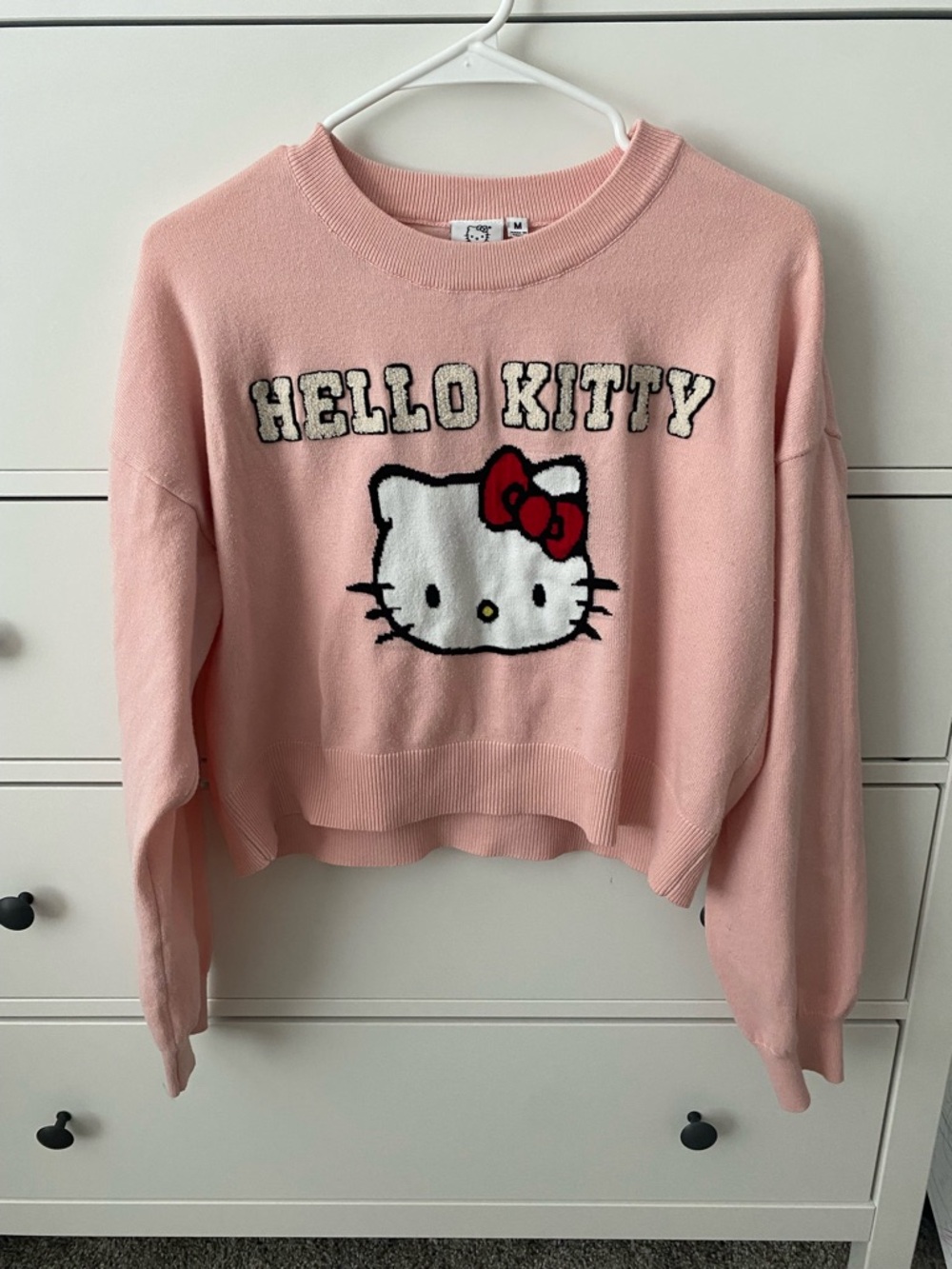 Aeropostale Pink Hello Kitty Cropped Crewneck Sweater